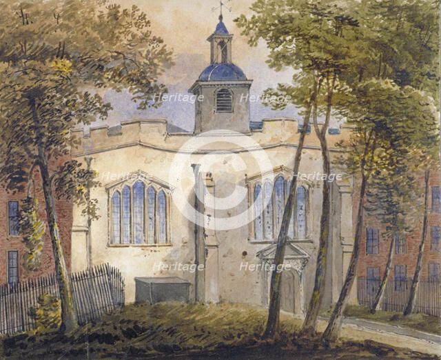 West view of the Church of St Helen, Bishopsgate, City of London, c1810. Artist: William Pearson