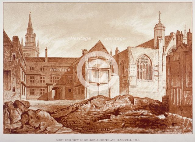 West view of the Guildhall Chapel and Blackwell Hall, City of London, 1820. Artist: Anon