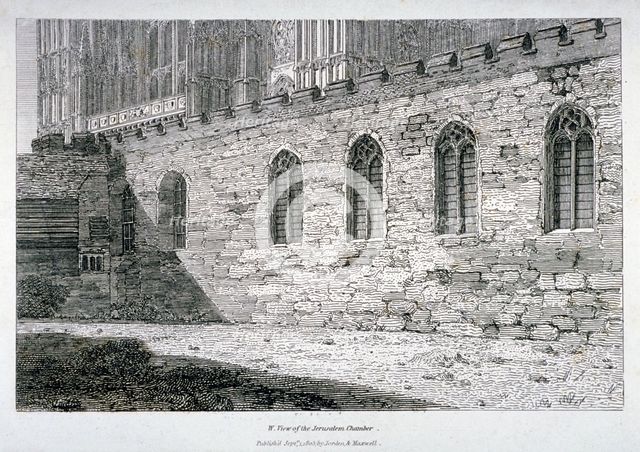 West view of the Jerusalem Chamber in Westminster Abbey, London, 1805. Artist: Anon