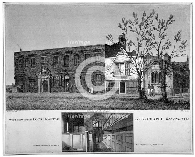 West view of the Lock Hospital, Kingsland Road, Hackney, London, 1815. Artist: William Wise