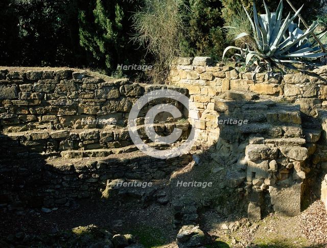 West wall from inside of the enclosure, El Puig de Sant Andreu, Ullastret, Catalonia, Spain, (1999). Creator: LTL.