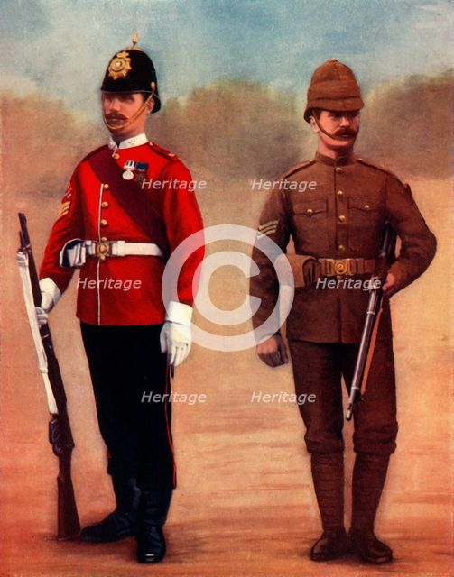 'West Yorkshire Regiment (Colour-Sergeant) and Yorkshire Regiment (Sergeant)', 1900. Creator: Gregory & Co.