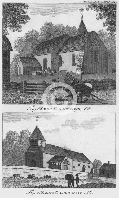 West Clandon and East Clandon, 1798. Creator: Unknown.