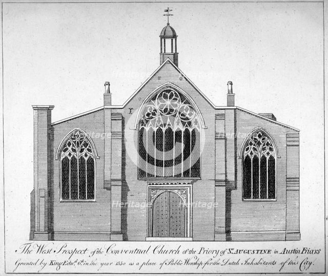 West elevation of Austin Friars, City of London, 1865.               Artist: Anon