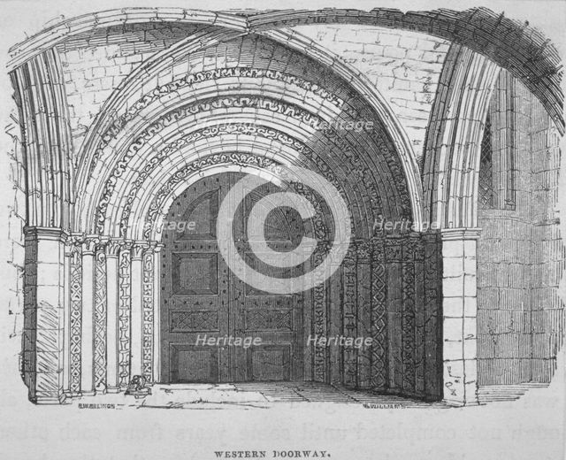 West entrance of Temple Church, City of London, 1835. Artist: Samuel Williams