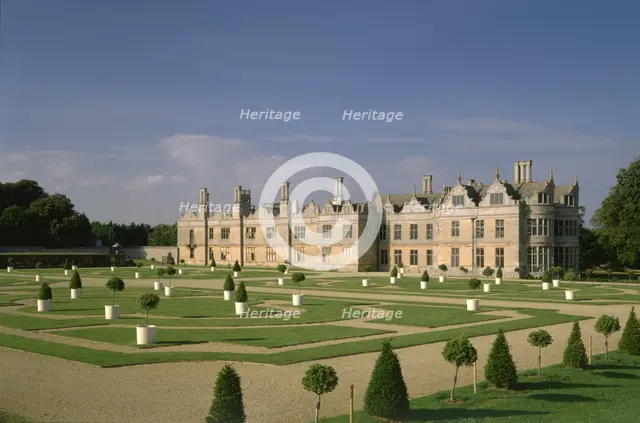 West front and parterre, Kirby Hall, Northamptonshire, 1998. Artist: N Corrie