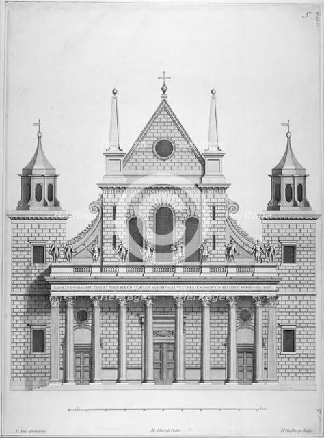 West front of the old St Paul's Cathedral, 1630s (1714).                                Artist: Hendrick Hulsbergh