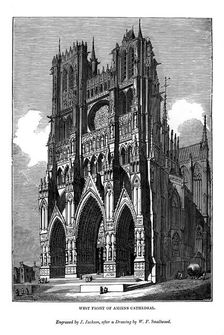 West front of Amiens Cathedral, 1843. Artist: J Jackson