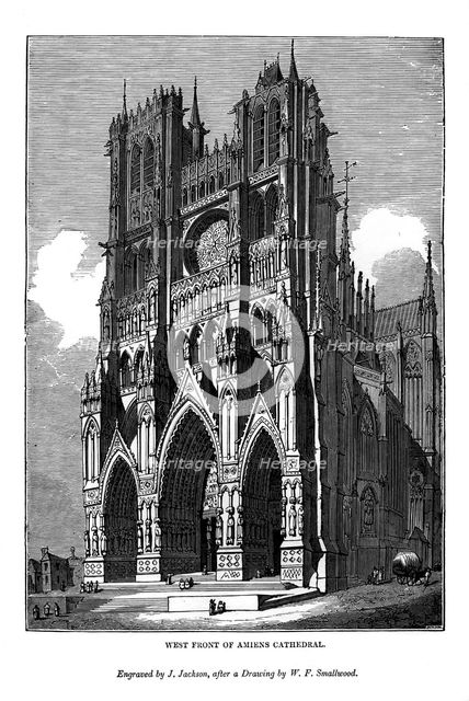 West front of Amiens Cathedral, 1843. Artist: J Jackson
