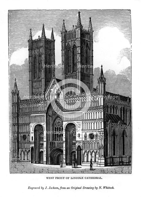 West front of Lincolin Cathedral, 1843. Artist: J Jackson