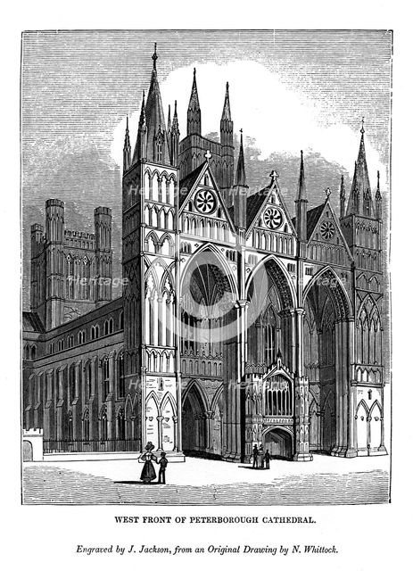West front of Peterborough Cathedral, 1843. Artist: J Jackson