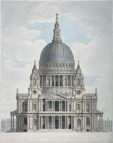 West front of St Paul's Cathedral, City of London, 1780. Artist: Thomas Malton II
