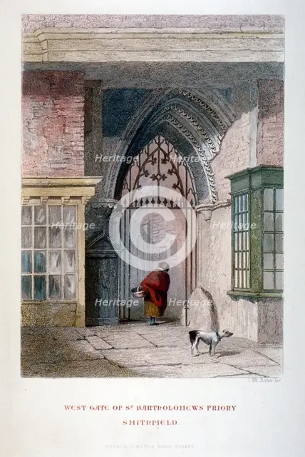 West gate of the old Priory of St Bartholomew-the-great, Smithfield, City of London, 1851. Artist: John Wykeham Archer