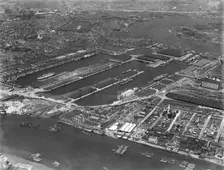 West India Docks, London, 1935. Artist: Aeropictorial Ltd