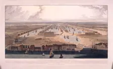 West India Docks, Poplar, London, 1802. Artist: William Daniell