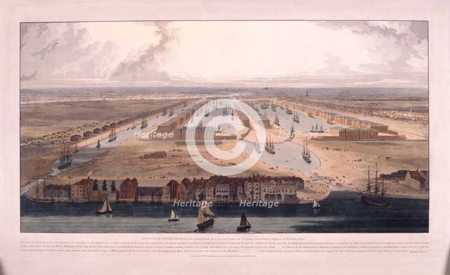 West India Docks, Poplar, London, 1802. Artist: William Daniell