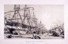 West India Docks, Poplar, London, 1830. Artist: William Parrott