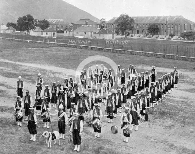 West Indian band, Up-Park-Camp, Jamaica, c1905. Artist: Adolphe Duperly & Son