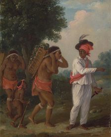 West Indian Man of Color, Directing Two Carib Women with a Child, ca. 1780. Creator: Agostino Brunias
