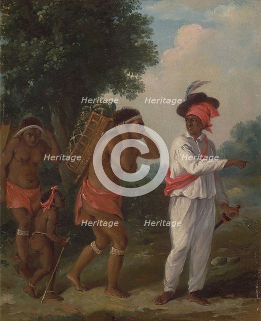 West Indian Man of Color, Directing Two Carib Women with a Child, ca. 1780. Creator: Agostino Brunias.