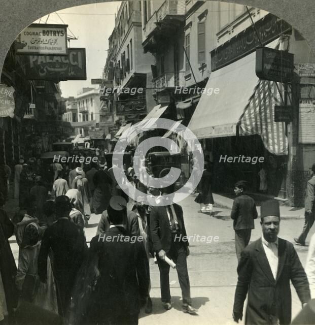 'West on the Muski, Chief Arabian Thoroughfare of Cairo, Egypt', c1930s. Creator: Unknown.