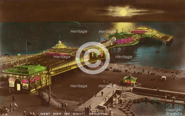 West Pier by night, Brighton, 1939. Creator: Unknown.