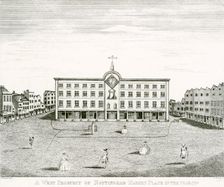 West prospect of Nottingham Market Place, Nottinghamshire, 1726. Creator: T Shore
