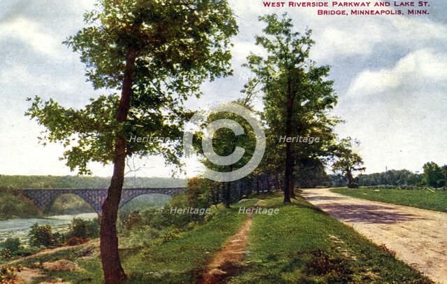 West Riverside and Lake Street Bridge, Minneapolis, Minnesota, USA, 1910. Artist: Unknown
