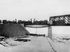 West-Siberian Railroad. Testing the First Section of the Bridge Across the Irtysh River, 1892-1896. Creator: Unknown