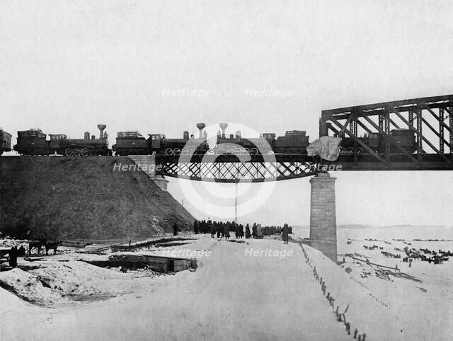 West-Siberian Railroad. Testing the First Section of the Bridge Across the Irtysh River, 1892-1896. Creator: Unknown.