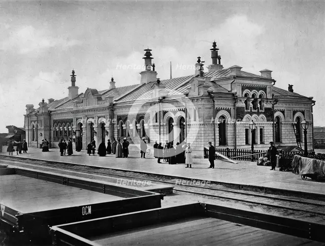 West-Siberian Railroad. The Passenger Terminal of Omsk Station (Front View), 1892-1896. Creator: Unknown.