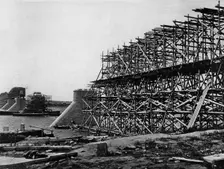 West Siberian Railroad. Building the Bridge Over the Ob River, 1892-1896. Creator: Unknown