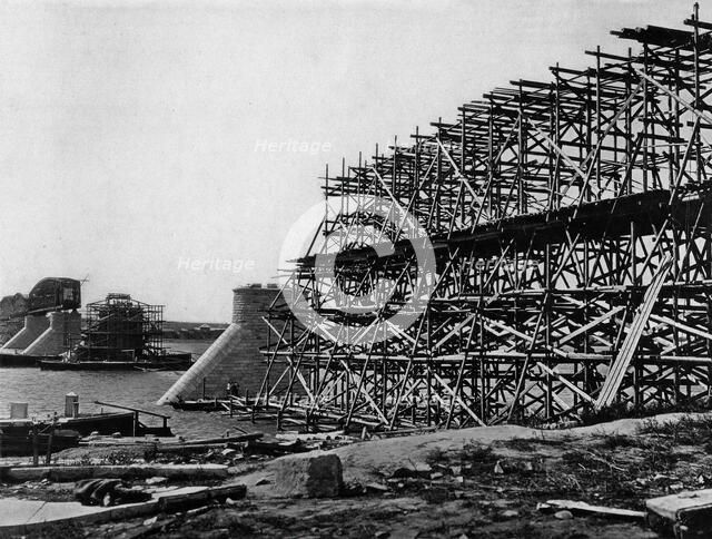 West Siberian Railroad. Building the Bridge Over the Ob River, 1892-1896. Creator: Unknown.