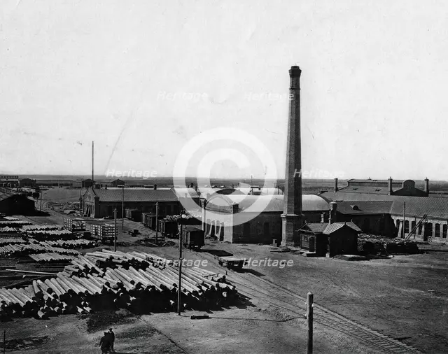 West-Siberian Railroad. Main Workshop of the Omsk Station. General View, 1892-1896 Creator: Unknown.