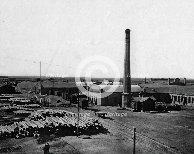West-Siberian Railroad. Main Workshop of the Omsk Station. General View, 1892-1896 Creator: Unknown.