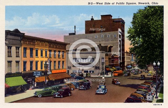 West side of Public Square, Newark, Ohio, USA, 1940. Artist: Unknown