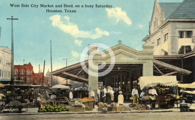 West Side City Market and Shed, on a busy Saturday, Houston, Texas, USA, 1911. Artist: Unknown