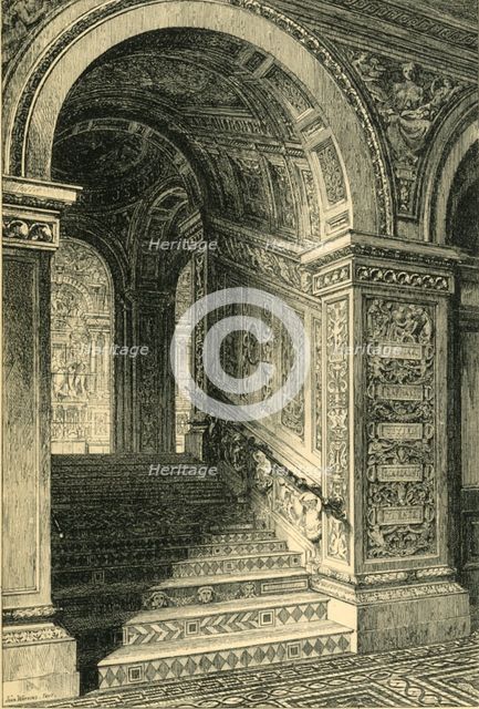 'West Staircase, Leading to the Ceramic Gallery', c1876, (1881).  Creators: John Watkins, John R.E. Watkins.