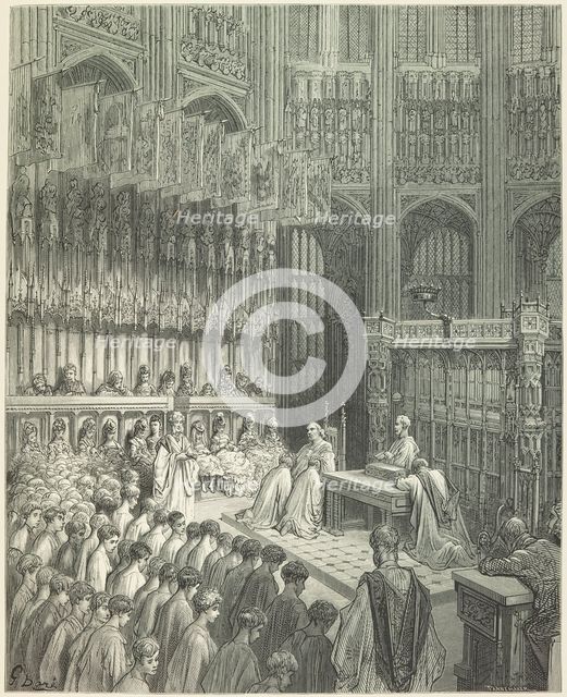 Westminster Abbey - Confirmation of Westminster Boys, 1872. Creator: Adolphe François Pannemaker.