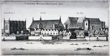 Westminster Abbey and the Palace of Westminster from the River Thames, London, 1647. Artist: Wenceslaus Hollar