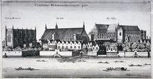 Westminster Abbey and the Palace of Westminster from the River Thames, London, 1647. Artist: Wenceslaus Hollar