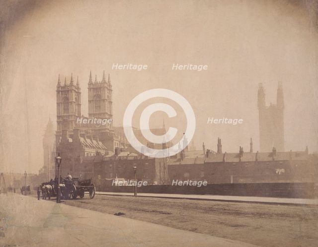 Westminster Abbey, and the Palace of Westminster under construction, London, c1857. Creator: Roger Fenton.