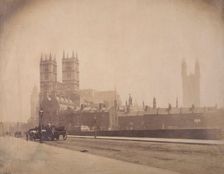 Westminster Abbey, and the Palace of Westminster under construction, London, c1857. Creator: Roger Fenton