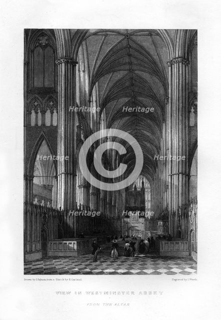 Westminster Abbey from the altar, London, 19th century.Artist: J Woods