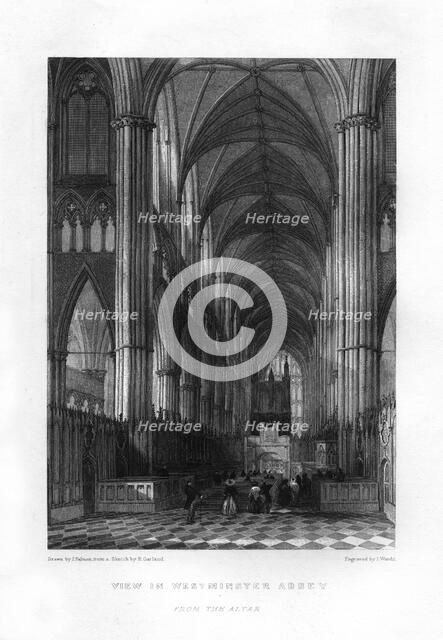 Westminster Abbey from the altar, London, 19th century.Artist: J Woods