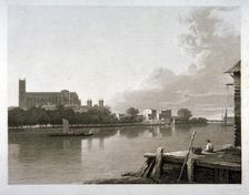 Westminster Abbey from the opposite side of River Thames, London, c1800. Artist: Samuel Rawle