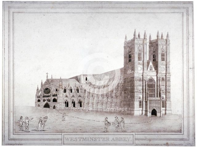 Westminster Abbey from the north-west, London, 1805.                     Artist: Anon
