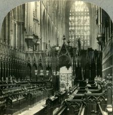 Westminster Abbey - Interior. West through Choir, London, England. c1930s. Creator: Unknown