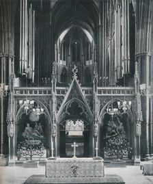Westminster Abbey, London, showing Benno Elkan's Old Testament and New Testament Candelabra c1942