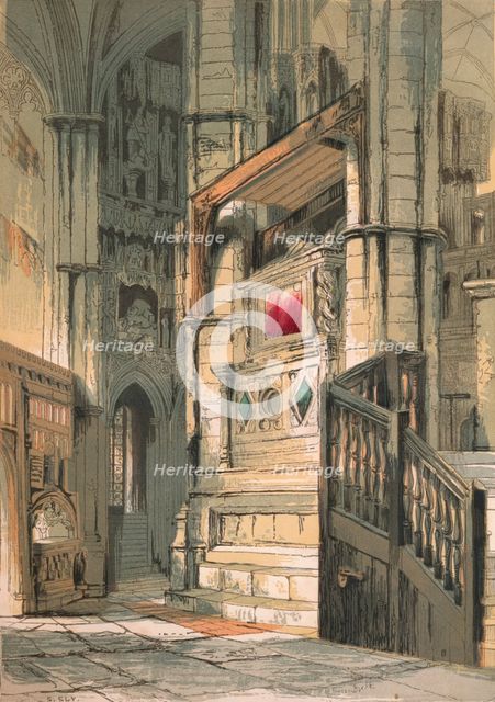 'Westminster Abbey. Southern Aisle of the Choir', 1845. Artist: Stephen Sly.